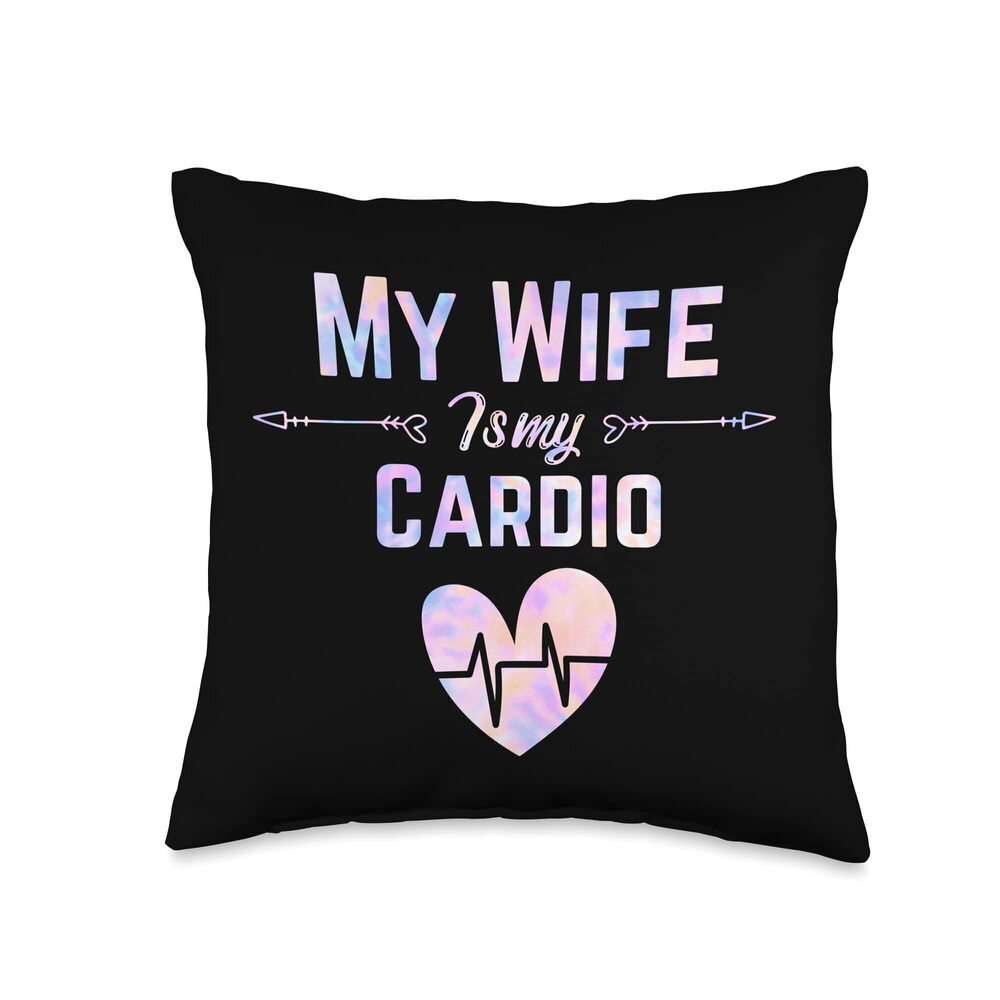 9716 Romantic saying My Wife Is My Cardio Rainbow abstract Print Throw